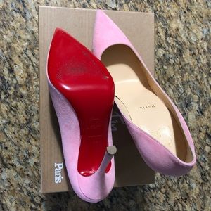 Christian Louboutin pink suede pumps, 100 mm